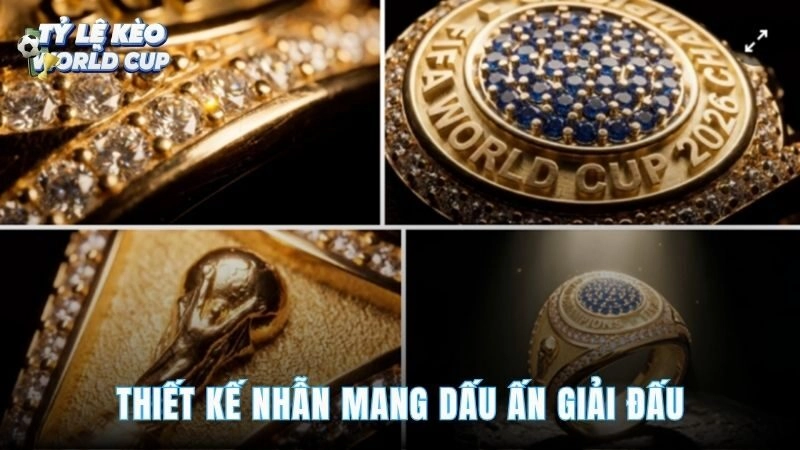Thiết kế nhẫn với hình cúp World Cup và dấu ấn đội vô địch